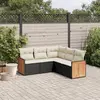 Image de vidaXL Salon de jardin 5 pcs avec coussins noir résine tressée