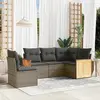 Image de vidaXL Salon de jardin 5 pcs avec coussins gris résine tressée