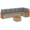 Image de vidaXL Salon de Jardin avec Coussins 7 pcs, Canapés de Patio, Ensemble de Meubles, Mobilier de Terrasse Extérieur, Beige Résine Tressée