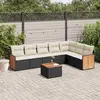 Image de vidaXL Salon de jardin 8 pcs avec coussins noir résine tressée