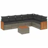 Image de vidaXL Salon de Jardin avec Coussins 8 pcs, Canapés de Terrasse, Ensemble de Meubles de Patio, Mobilier d'Extérieur, Gris Résine Tressée