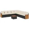 Image de vidaXL Salon de Jardin 10 pcs avec Coussins Noir résine tressée