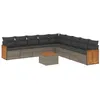 Image de vidaXL Salon de Jardin avec Coussins 10 pcs, Canapés de Patio, Ensemble de Meubles, Mobilier de Terrasse Extérieur, Gris Résine Tressée