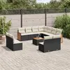 Image de vidaXL Salon de jardin 12 pcs avec coussins noir résine tressée