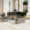 Image de vidaXL Salon de jardin avec coussins 12 pcs gris résine tressée