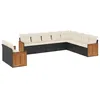 Image de vidaXL Salon de Jardin avec Coussins 10 pcs, Canapés de Patio, Ensemble de Meubles, Mobilier de Terrasse Extérieur, Noir Résine Tressée