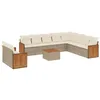 Image de vidaXL Salon de Jardin avec Coussins 11 pcs, Canapés de Patio, Ensemble de Meubles, Mobilier de Terrasse Extérieur, Beige Résine Tressée