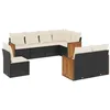 Image de vidaXL Salon de Jardin 8 pcs avec Coussins Noir résine tressée