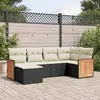 Image de vidaXL Salon de jardin 6 pcs avec coussins noir résine tressée