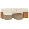 Image de vidaXL Salon de Jardin avec Coussins 7 pcs, Canapés de Patio, Ensemble de Meubles, Mobilier de Terrasse Extérieur, Beige Résine Tressée
