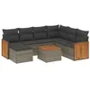 Image de vidaXL Salon de Jardin 8 pcs avec Coussins Gris résine tressée