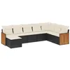 Image de vidaXL Salon de Jardin avec Coussins 8 pcs, Canapés de Patio, Ensemble de Meubles, Mobilier de Terrasse Extérieur, Noir Résine Tressée