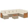 Image de vidaXL Salon de Jardin avec Coussins 9 pcs, Canapés de Patio, Ensemble de Meubles, Mobilier de Terrasse Extérieur, Beige Résine Tressée