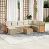 Image de vidaXL Salon de jardin avec coussins 9 pcs beige résine tressée