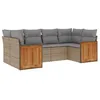 Image de vidaXL Salon de Jardin avec Coussins 6 pcs Beige résine tressée