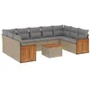 Image de vidaXL Salon de Jardin avec Coussins 10 pcs, Canapés de Patio, Ensemble de Meubles, Mobilier de Terrasse Extérieur, Beige Résine Tressée