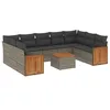 Image de vidaXL Salon de Jardin avec Coussins 10 pcs, Canapés de Patio, Ensemble de Meubles, Mobilier de Terrasse Extérieur, Gris Résine Tressée