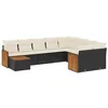 Image de vidaXL Salon de Jardin 10 pcs avec Coussins Noir résine tressée