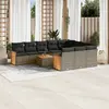 Image de vidaXL Salon de jardin 11 pcs avec coussins gris résine tressée