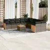 Image de vidaXL Salon de jardin 11 pcs avec coussins gris résine tressée