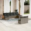 Image de vidaXL Salon de jardin 9 pcs avec coussins gris résine tressée