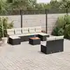 Image de vidaXL Salon de jardin 10 pcs avec coussins noir résine tressée