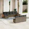 Image de vidaXL Salon de jardin avec coussins 10 pcs gris résine tressée