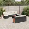 Image de vidaXL Salon de jardin 11 pcs avec coussins noir résine tressée
