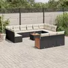 Image de vidaXL Salon de jardin avec coussins 14 pcs noir résine tressée