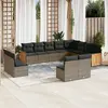 Image de vidaXL Salon de jardin avec coussins 12 pcs gris résine tressée