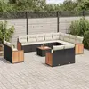 Image de vidaXL Salon de jardin avec coussins 13 pcs noir résine tressée