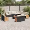 Image de vidaXL Salon de jardin avec coussins 14 pcs noir résine tressée