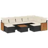 Image de vidaXL Salon de Jardin avec Coussins 10 pcs, Canapés de Patio, Ensemble de Meubles, Mobilier de Terrasse Extérieur, Noir Résine Tressée