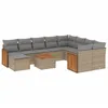 Image de vidaXL Salon de Jardin avec Coussins 11 pcs, Canapés de Patio, Ensemble de Meubles, Mobilier de Terrasse Extérieur, Beige Résine Tressée