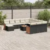 Image de vidaXL Salon de jardin avec coussins 13 pcs noir résine tressée