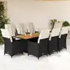 Image de vidaXL Ensemble à manger de jardin 9pcs coussins noir résine tressée