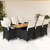 Image de vidaXL Ensemble à manger de jardin 9pcs coussins noir résine tressée