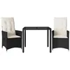 Image de vidaXL Ensemble de Bistro 3 pcs avec Coussins Noir résine tressée, Ensemble de Bistro de Jardin, Ensemble de Balcon, Ensemble de Meubles d'extérieur