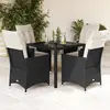 Image de vidaXL Ensemble à manger de jardin coussins 5pcs Noir Résine tressée