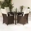 Image de vidaXL Ensemble à manger de jardin 5 pcs et coussins marron poly rotin