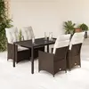 Image de vidaXL Ensemble à manger de jardin 5 pcs et coussins marron poly rotin