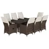 Image de vidaXL Ensemble à Manger de Jardin et Coussins 9 pcs Marron Poly rotin