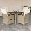 Image de vidaXL Ensemble à manger de jardin avec coussins 5pcs Beige poly rotin