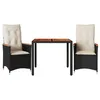 Image de vidaXL Ensemble de Bistro 3 pcs avec Coussins Noir résine tressée, Ensemble de Bistro de Jardin, Ensemble de Balcon, Ensemble de Meubles d'extérieur