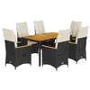 Image de vidaXL Ensemble à Manger de Jardin Coussins 7pcs Noir Résine tressée, Ensemble de Salle à Manger d'extérieur, Meuble de Salle à Manger de Jardin, Table et chaises de Jardin