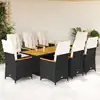 Image de vidaXL Ensemble à manger de jardin 9pcs coussins noir résine tressée
