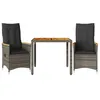 Image de vidaXL Ensemble de Bistro 3 pcs avec Coussins Gris résine tressée, Ensemble de Bistro de Jardin, Ensemble de Balcon, Ensemble de Meubles d'extérieur