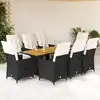 Image de vidaXL Ensemble à manger de jardin 9pcs coussins noir résine tressée
