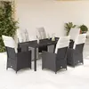 Image de vidaXL Ensemble à manger de jardin coussins 7pcs Noir Résine tressée