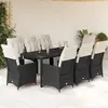 Image de vidaXL Ensemble à manger de jardin 9pcs coussins noir résine tressée